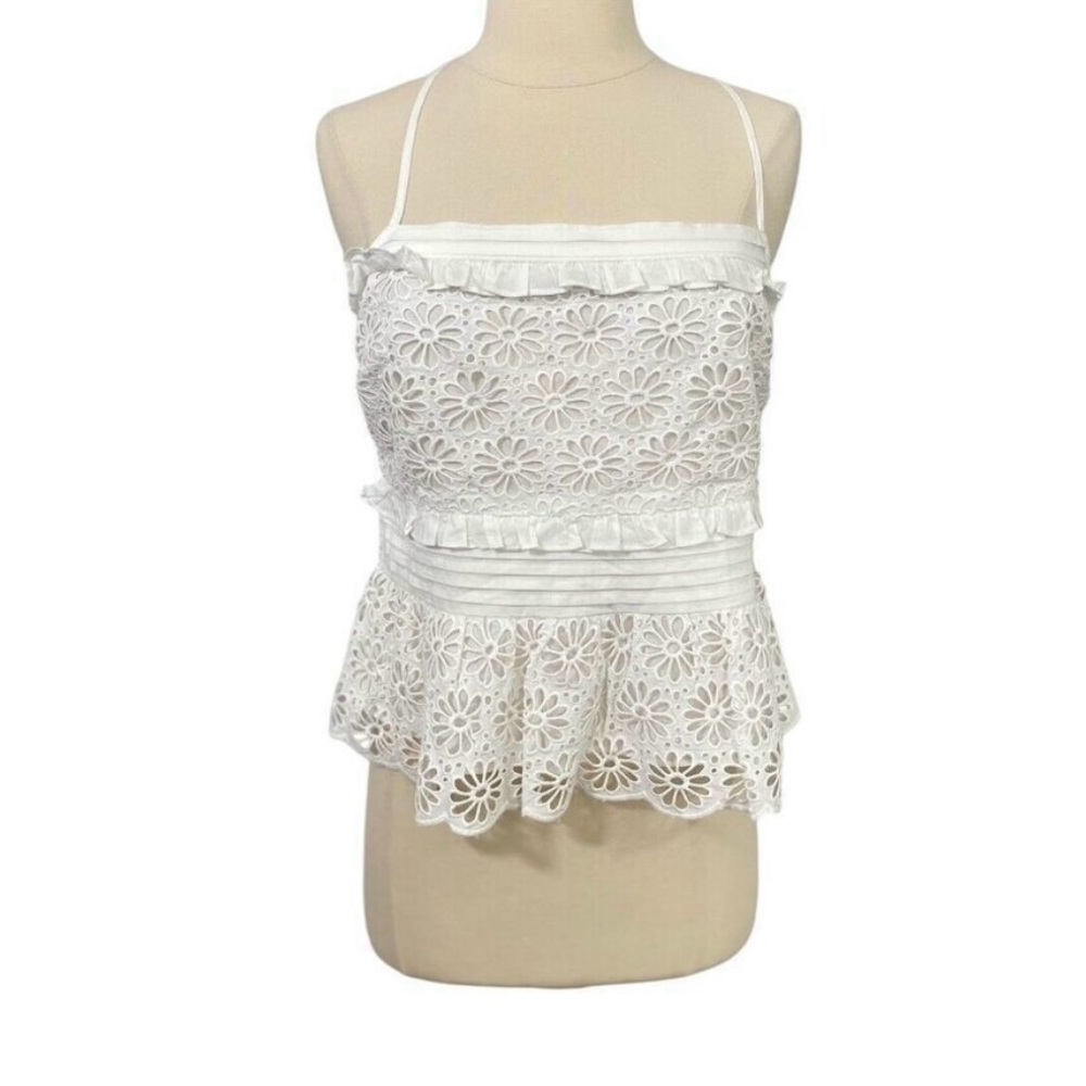 J. Crew White Camisole Ruffled Peplum Top